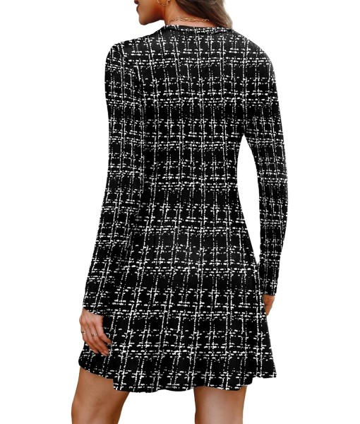 OFEEFAN Fall Dresses for Women 2025 Long Sleeve Crew Neck Sweater Dress