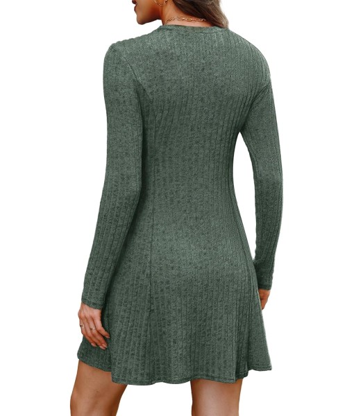 OFEEFAN Fall Dresses for Women 2025 Long Sleeve Crew Neck Sweater Dress
