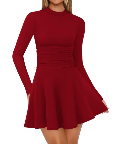 OFEEFAN Long Sleeve Dress Fall Homecoming Formal Party Club Mini Dresses Date Outfits