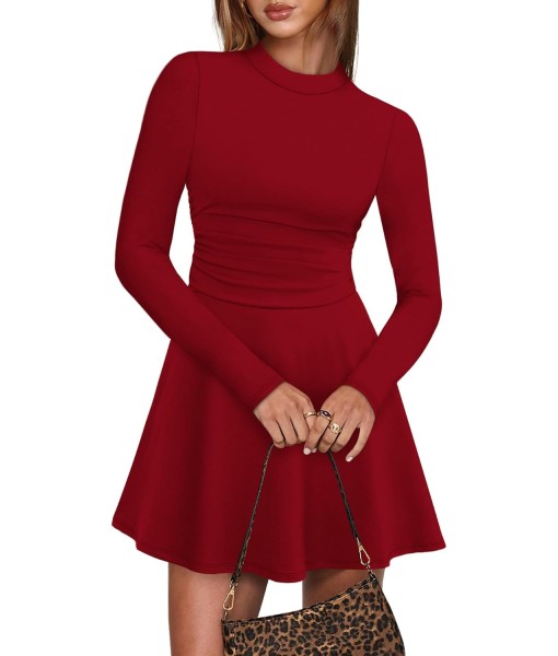 OFEEFAN Long Sleeve Dress Fall Homecoming Formal Party Club Mini Dresses Date Outfits