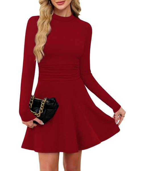 OFEEFAN Long Sleeve Dress Fall Homecoming Formal Party Club Mini Dresses Date Outfits