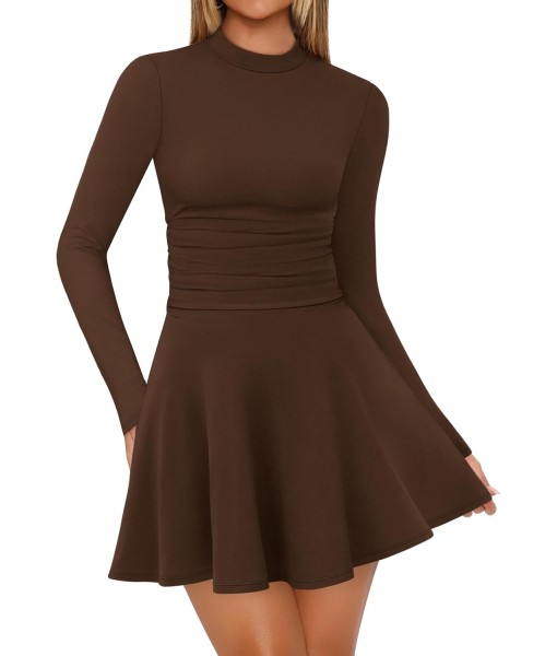 OFEEFAN Long Sleeve Dress Fall Homecoming Formal Party Club Mini Dresses Date Outfits