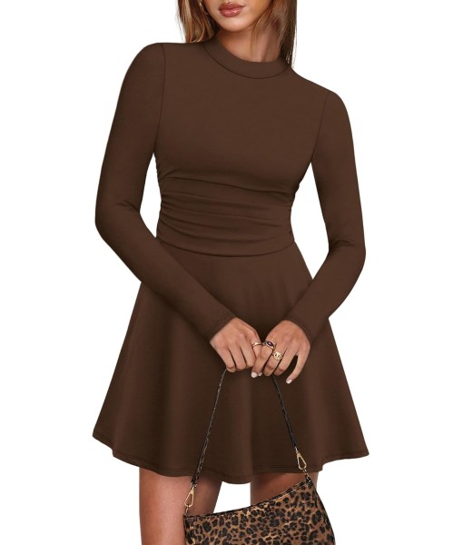 OFEEFAN Long Sleeve Dress Fall Homecoming Formal Party Club Mini Dresses Date Outfits