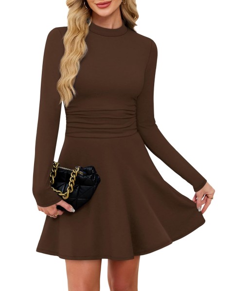 OFEEFAN Long Sleeve Dress Fall Homecoming Formal Party Club Mini Dresses Date Outfits