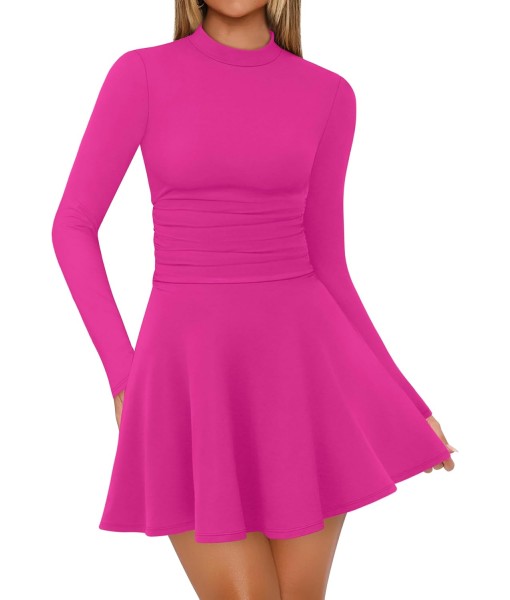 OFEEFAN Long Sleeve Dress Fall Homecoming Formal Party Club Mini Dresses Date Outfits
