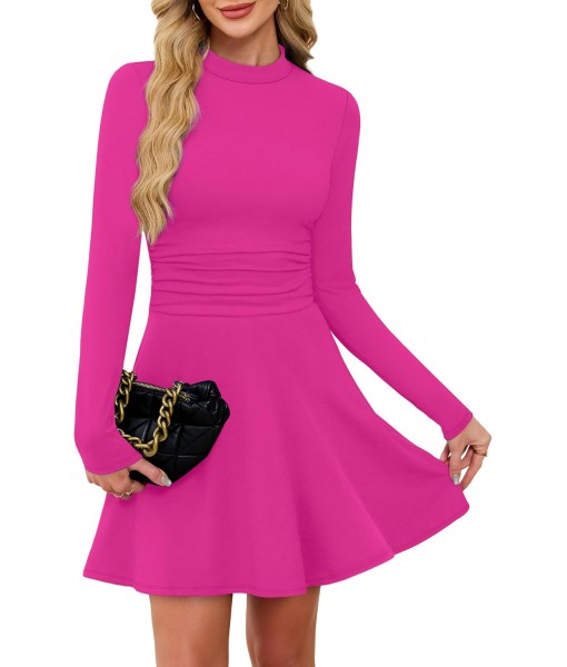 OFEEFAN Long Sleeve Dress Fall Homecoming Formal Party Club Mini Dresses Date Outfits