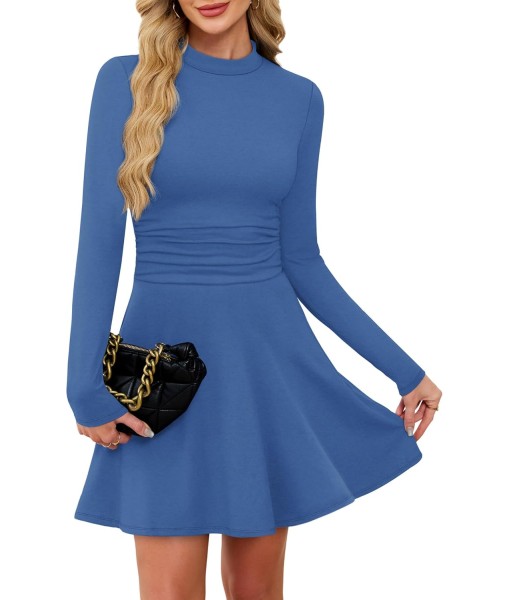 OFEEFAN Long Sleeve Dress Fall Homecoming Formal Party Club Mini Dresses Date Outfits