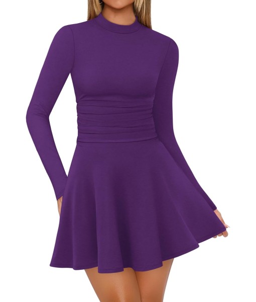 OFEEFAN Long Sleeve Dress Fall Homecoming Formal Party Club Mini Dresses Date Outfits