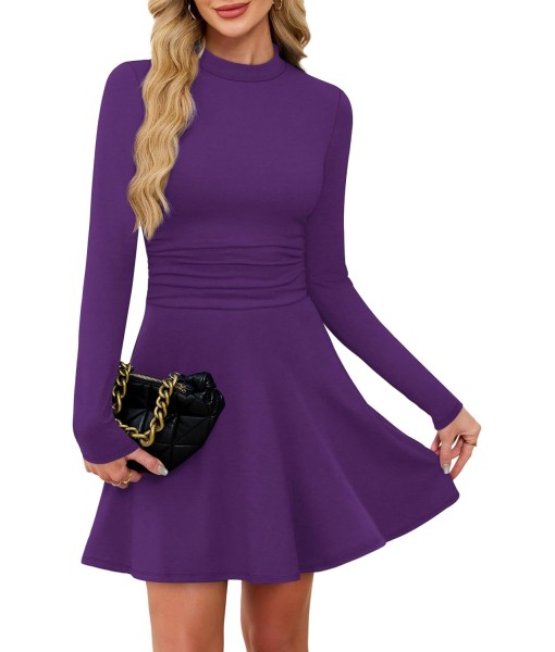 OFEEFAN Long Sleeve Dress Fall Homecoming Formal Party Club Mini Dresses Date Outfits