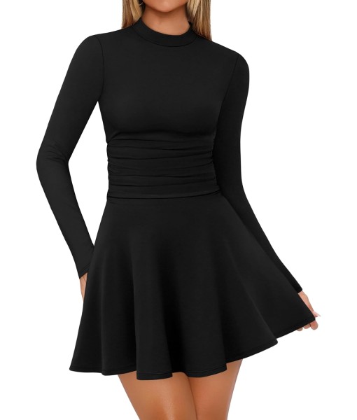 OFEEFAN Long Sleeve Dress Fall Homecoming Formal Party Club Mini Dresses Date Outfits