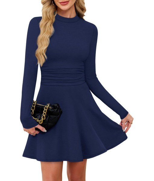 OFEEFAN Long Sleeve Dress Fall Homecoming Formal Party Club Mini Dresses Date Outfits