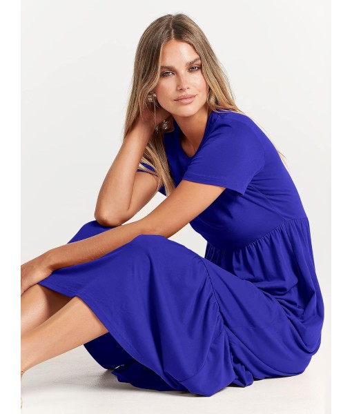 ANRABESS Womens 2025 Summer Casual Maxi Dress A line Tiered Flowy Short Sleeve Crewneck T Shirt Beach Travel Long Dresses