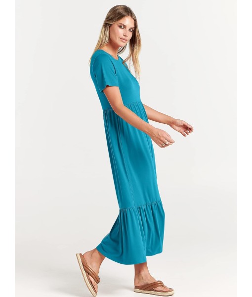ANRABESS Womens 2025 Summer Casual Maxi Dress A line Tiered Flowy Short Sleeve Crewneck T Shirt Beach Travel Long Dresses