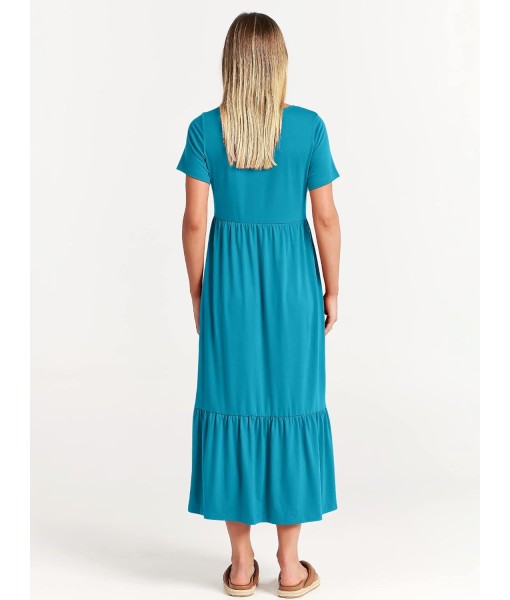 ANRABESS Womens 2025 Summer Casual Maxi Dress A line Tiered Flowy Short Sleeve Crewneck T Shirt Beach Travel Long Dresses