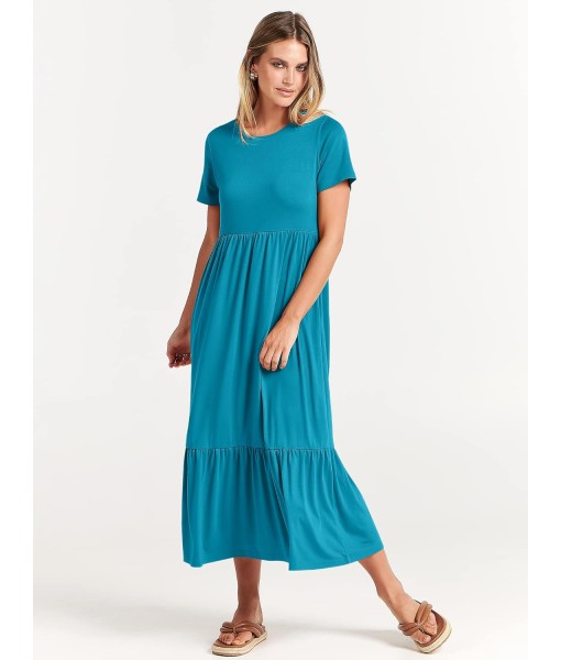 ANRABESS Womens 2025 Summer Casual Maxi Dress A line Tiered Flowy Short Sleeve Crewneck T Shirt Beach Travel Long Dresses