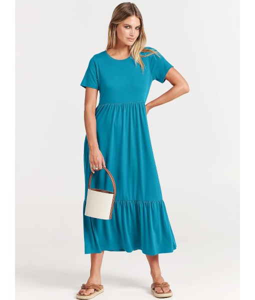 ANRABESS Womens 2025 Summer Casual Maxi Dress A line Tiered Flowy Short Sleeve Crewneck T Shirt Beach Travel Long Dresses