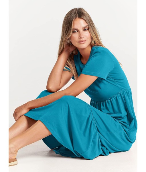 ANRABESS Womens 2025 Summer Casual Maxi Dress A line Tiered Flowy Short Sleeve Crewneck T Shirt Beach Travel Long Dresses
