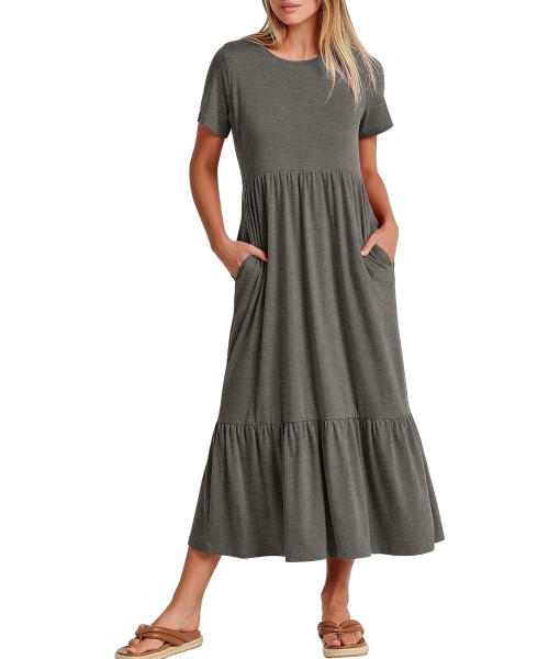 ANRABESS Womens 2025 Summer Casual Maxi Dress A line Tiered Flowy Short Sleeve Crewneck T Shirt Beach Travel Long Dresses