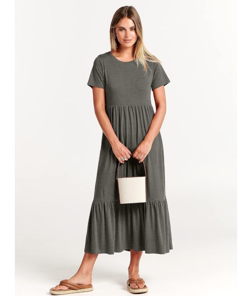 ANRABESS Womens 2025 Summer Casual Maxi Dress A line Tiered Flowy Short Sleeve Crewneck T Shirt Beach Travel Long Dresses