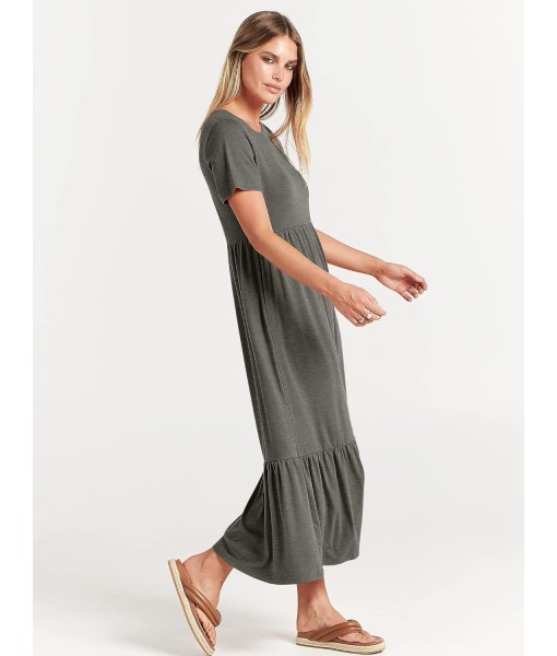 ANRABESS Womens 2025 Summer Casual Maxi Dress A line Tiered Flowy Short Sleeve Crewneck T Shirt Beach Travel Long Dresses