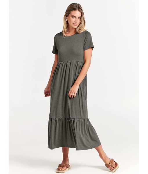 ANRABESS Womens 2025 Summer Casual Maxi Dress A line Tiered Flowy Short Sleeve Crewneck T Shirt Beach Travel Long Dresses