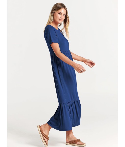 ANRABESS Womens 2025 Summer Casual Maxi Dress A line Tiered Flowy Short Sleeve Crewneck T Shirt Beach Travel Long Dresses