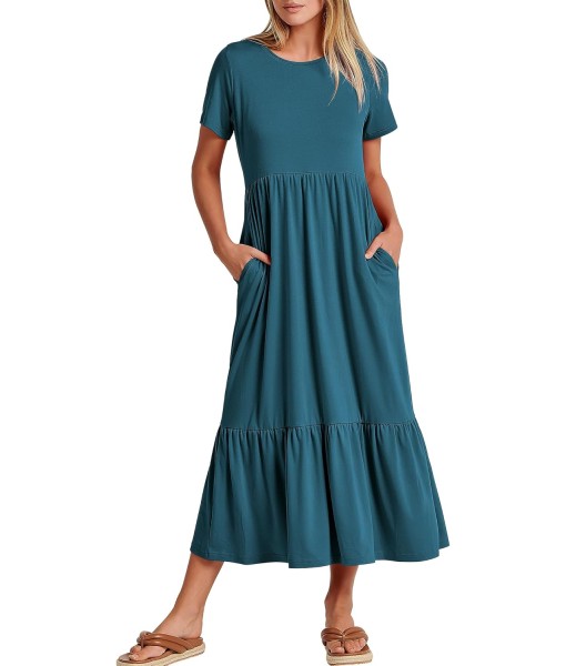 ANRABESS Womens 2025 Summer Casual Maxi Dress A line Tiered Flowy Short Sleeve Crewneck T Shirt Beach Travel Long Dresses