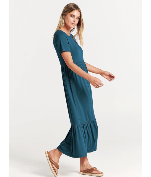 ANRABESS Womens 2025 Summer Casual Maxi Dress A line Tiered Flowy Short Sleeve Crewneck T Shirt Beach Travel Long Dresses