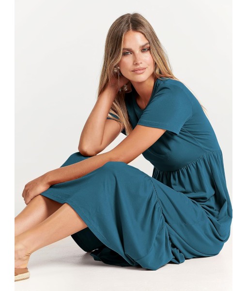 ANRABESS Womens 2025 Summer Casual Maxi Dress A line Tiered Flowy Short Sleeve Crewneck T Shirt Beach Travel Long Dresses