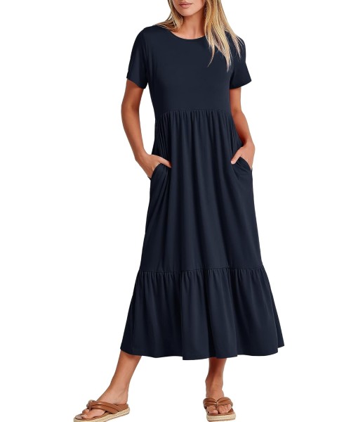 ANRABESS Womens 2025 Summer Casual Maxi Dress A line Tiered Flowy Short Sleeve Crewneck T Shirt Beach Travel Long Dresses