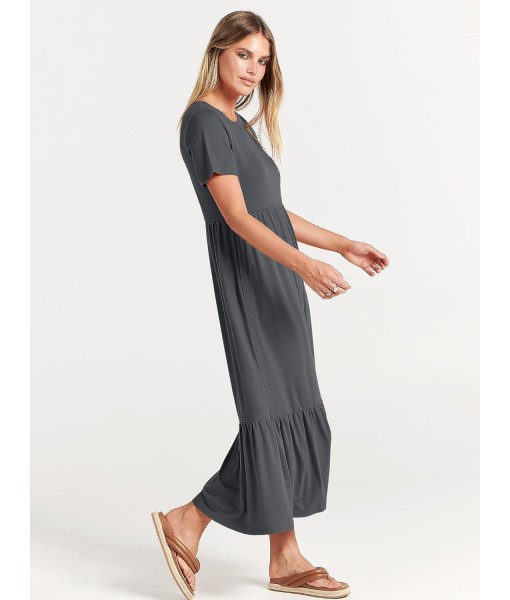 ANRABESS Womens 2025 Summer Casual Maxi Dress A line Tiered Flowy Short Sleeve Crewneck T Shirt Beach Travel Long Dresses