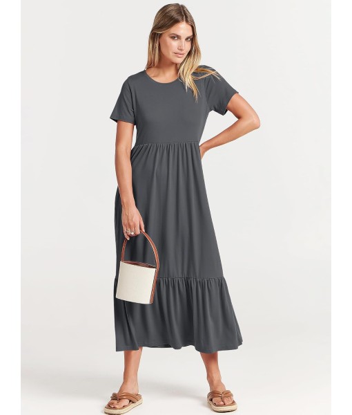 ANRABESS Womens 2025 Summer Casual Maxi Dress A line Tiered Flowy Short Sleeve Crewneck T Shirt Beach Travel Long Dresses