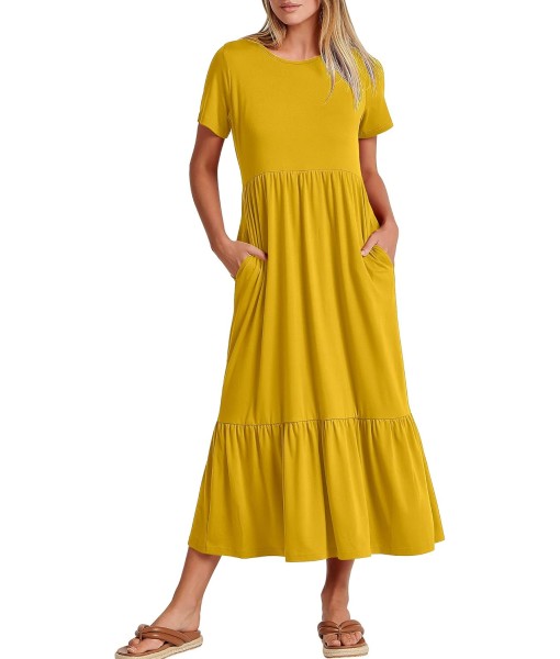 ANRABESS Womens 2025 Summer Casual Maxi Dress A line Tiered Flowy Short Sleeve Crewneck T Shirt Beach Travel Long Dresses