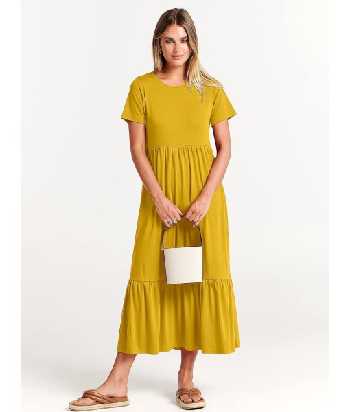 ANRABESS Womens 2025 Summer Casual Maxi Dress A line Tiered Flowy Short Sleeve Crewneck T Shirt Beach Travel Long Dresses