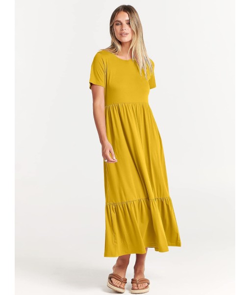 ANRABESS Womens 2025 Summer Casual Maxi Dress A line Tiered Flowy Short Sleeve Crewneck T Shirt Beach Travel Long Dresses