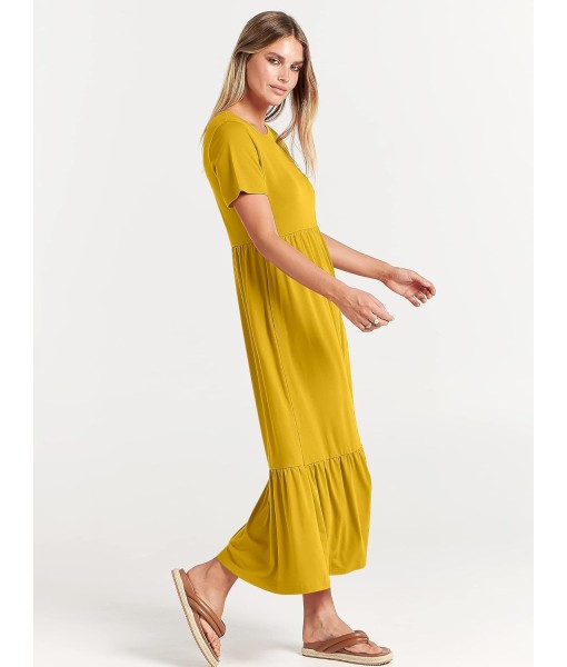ANRABESS Womens 2025 Summer Casual Maxi Dress A line Tiered Flowy Short Sleeve Crewneck T Shirt Beach Travel Long Dresses