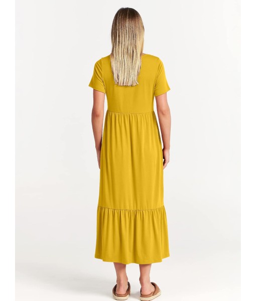ANRABESS Womens 2025 Summer Casual Maxi Dress A line Tiered Flowy Short Sleeve Crewneck T Shirt Beach Travel Long Dresses