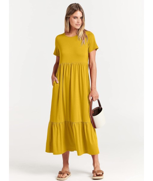 ANRABESS Womens 2025 Summer Casual Maxi Dress A line Tiered Flowy Short Sleeve Crewneck T Shirt Beach Travel Long Dresses