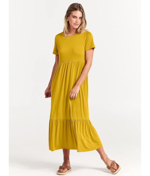 ANRABESS Womens 2025 Summer Casual Maxi Dress A line Tiered Flowy Short Sleeve Crewneck T Shirt Beach Travel Long Dresses