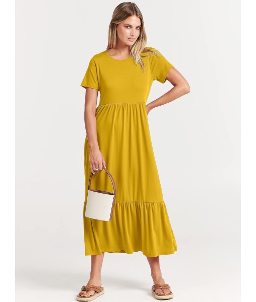 ANRABESS Womens 2025 Summer Casual Maxi Dress A line Tiered Flowy Short Sleeve Crewneck T Shirt Beach Travel Long Dresses
