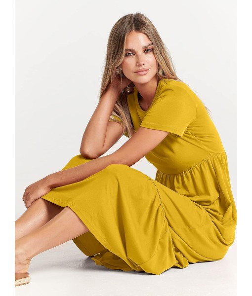 ANRABESS Womens 2025 Summer Casual Maxi Dress A line Tiered Flowy Short Sleeve Crewneck T Shirt Beach Travel Long Dresses
