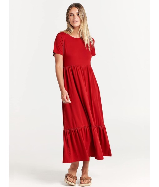 ANRABESS Womens 2025 Summer Casual Maxi Dress A line Tiered Flowy Short Sleeve Crewneck T Shirt Beach Travel Long Dresses