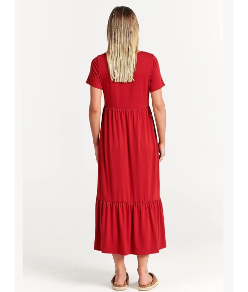 ANRABESS Womens 2025 Summer Casual Maxi Dress A line Tiered Flowy Short Sleeve Crewneck T Shirt Beach Travel Long Dresses