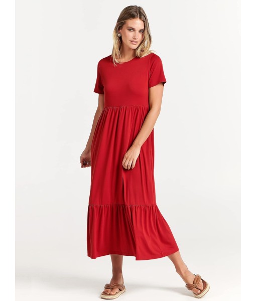 ANRABESS Womens 2025 Summer Casual Maxi Dress A line Tiered Flowy Short Sleeve Crewneck T Shirt Beach Travel Long Dresses
