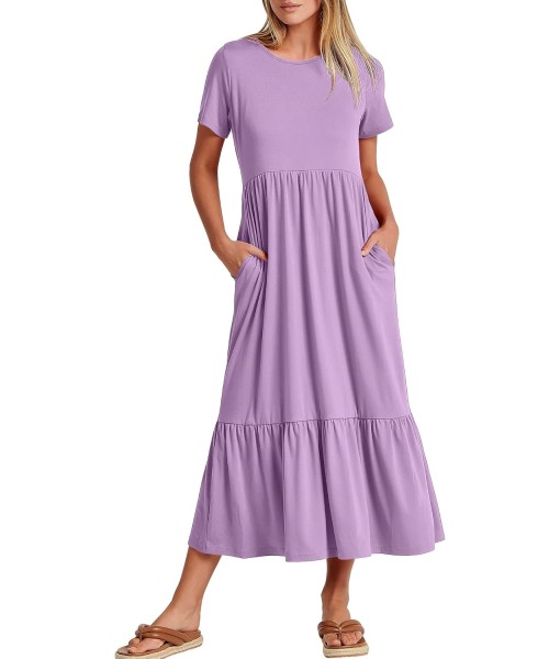 ANRABESS Womens 2025 Summer Casual Maxi Dress A line Tiered Flowy Short Sleeve Crewneck T Shirt Beach Travel Long Dresses