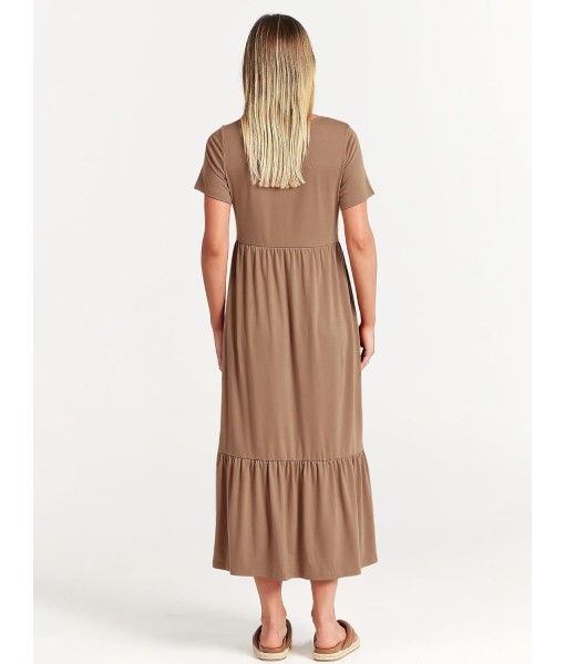 ANRABESS Womens 2025 Summer Casual Maxi Dress A line Tiered Flowy Short Sleeve Crewneck T Shirt Beach Travel Long Dresses