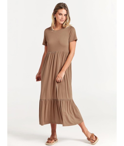ANRABESS Womens 2025 Summer Casual Maxi Dress A line Tiered Flowy Short Sleeve Crewneck T Shirt Beach Travel Long Dresses