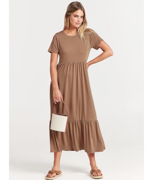 ANRABESS Womens 2025 Summer Casual Maxi Dress A line Tiered Flowy Short Sleeve Crewneck T Shirt Beach Travel Long Dresses