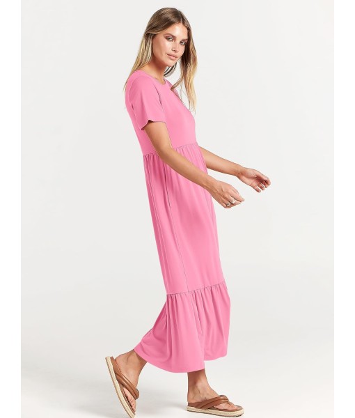 ANRABESS Womens 2025 Summer Casual Maxi Dress A line Tiered Flowy Short Sleeve Crewneck T Shirt Beach Travel Long Dresses