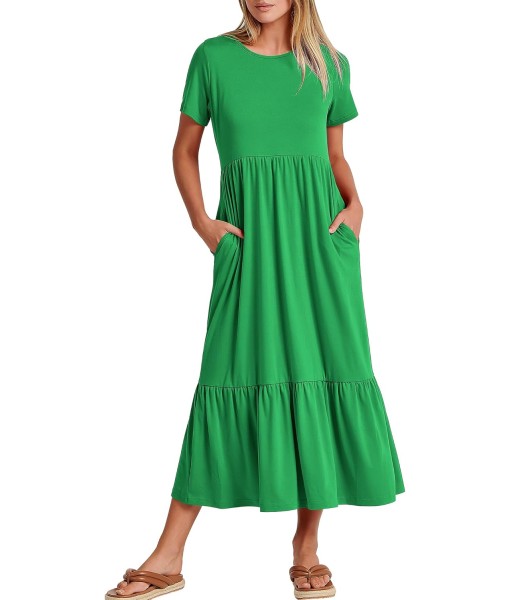 ANRABESS Womens 2025 Summer Casual Maxi Dress A line Tiered Flowy Short Sleeve Crewneck T Shirt Beach Travel Long Dresses